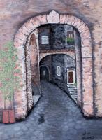 Street In Scanno - Acrylic On Canvas Paintings - By Judy Kirouac, Realism Painting Artist