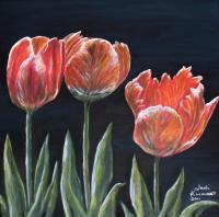 Red Tulips - Acrylic On Canvas Paintings - By Judy Kirouac, Realism Painting Artist