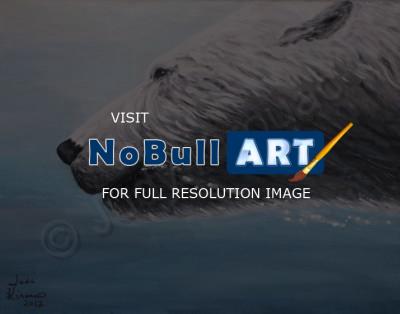 Wildlife - Polar Bear Splash - Acrylic On Canvas
