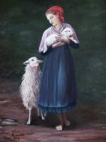 People - Barefoot Shepherdess - Acrylic On Canvas