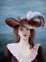That Feather In Her Hat - Acrylic On Canvas Paintings - By Judy Kirouac, Portrait Painting Artist