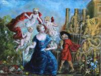 Courtly Couple - Oil Paint Paintings - By Dan Hammer, Classical Painting Artist