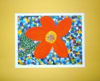 Orange Bloom - Acrylics Paintings - By R W Elrod, Modified Pointellism Painting Artist