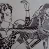 Key Caress - Ink On Paper Drawings - By Alistair Cooke, Black And White Drawing Artist