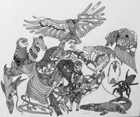 United - Ink On Paper Drawings - By Alistair Cooke, Black And White Drawing Artist