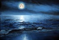 Blue Nite - Oil Painting On Canvas Paintings - By Hareesh Vv, Realistic Painting Artist