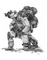 The Praying Soldier - Graphite Pencil Drawings - By Murphy Elliott, Traditional Drawing Artist