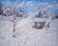 Snow Storm - Acrylic On Canvas Paintings - By Bob Arnold, Landscape Winter Painting Artist