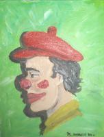 Clown Me And My Shadow - Acrylic On Canvas Paintings - By Bob Arnold, People Characters Painting Artist