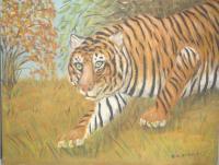 Tigers Lunchtime - Acrylic On Canvas Paintings - By Bob Arnold, Animals Painting Artist