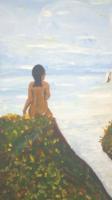 Young Girl Waiting For Ship To Come 2 - Acrylic On Canvas Paintings - By Bob Arnold, People Characters Painting Artist