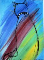 Mad Cat - Watercolor Paintings - By Dawn Harper, Abstract Painting Artist