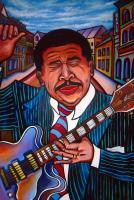 Bb King The King Of Beale - Acrylic On Wood Cutout Paintings - By Gray Gallery, Folk Art 3-D Layers Painting Artist