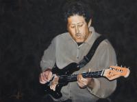 Eric On The Bass - Oil Paintings - By Manny Ferrucho, Realist Painting Artist