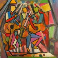 The Musicians - Oil Paintings - By Alpana Singh, Abstract Painting Artist