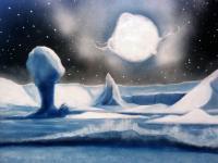 Ice Cold Of Space - Mixed On Canvas Paintings - By Chris Charles, Landscape Painting Artist