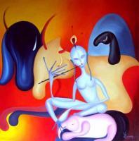 Meditation - Oil On Canvas Paintings - By Chirag Chauhan, Modern Art Painting Artist