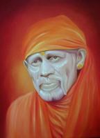 Sai Baba - Oil On Canvas Paintings - By Chirag Chauhan, Reyalistik Painting Artist