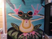 Cheeky Frog - Acrylic Paintings - By Garry Fowler, Hand Painted Painting Artist