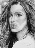 Kate Beckinsale - Pencil  Paper Drawings - By Chris Jones, Portrait Drawing Artist
