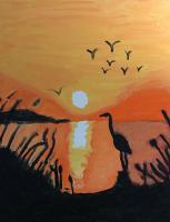 Lake Side Evening Scenary - Acrylics Paintings - By Pranav Sanjeev, Nature Painting Artist