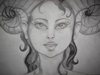 Aries Child - Pencils Graphite Drawings - By Michele Lovaglio-Watson, Freehand Drawing Artist
