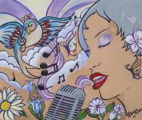 When She Sings - Acrylics Paintings - By Michele Lovaglio-Watson, Painting Painting Artist