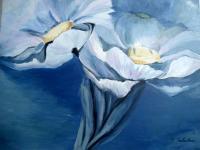 Blue Flowers - Acrilc On Canvas Paintings - By Mihaela Mihailovici, Impresionist Painting Artist