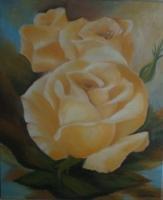 Flowers - Champagne Roses - Oil On Canvas