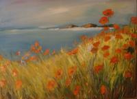Field Of Poppies - Oil On Canvas Paintings - By Mihaela Mihailovici, Impresionist Painting Artist