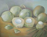 Coconut Fruits - Oil Paint Paintings - By Efcruz Arts, Modern Painting Artist