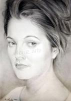 Celebrity Portrait Drew Barrymore - Charcoal Pencil Drawings - By Efcruz Arts, Modern Drawing Artist
