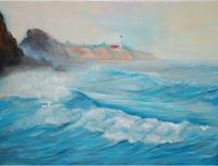 Seascape With Lighthouse - Oil Paint Paintings - By Efcruz Arts, Classical Method Painting Artist