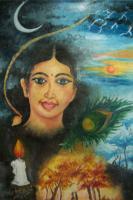 Life And Mind Of An Indian Woman - Oil In Canvas Paintings - By Lijin Lijin, Modern Painting Artist