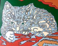 Katze 3 - Abstrakt Paintings - By Lothar Falk, Lmalerei Painting Artist