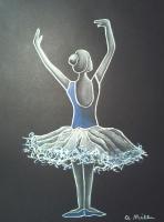Ballerina In Blue - Charcoal Colored Pencil Drawings - By Andrea Miller, Impressionism Drawing Artist