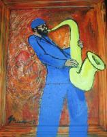 Jazz Man - Acrylyc Paintings - By Micah Bariteau, Ipressionism Painting Artist