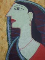 Beautiful Lady - Mixed Paintings - By Sujit Kumar Mishra, Folk Painting Artist