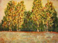 Fall Trees 1 - Acrylic On Canvas Paintings - By Karen Williams, Expresionism Painting Artist