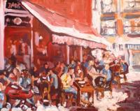 At The Coffe - Acrylic Paintings - By Kika Selezneff Aleman, Impressionist Painting Artist