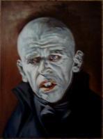 Klaus Kinski As Nosferatu - Oils On Canvas Paintings - By Mary Peters, Abstracted Realism Painting Artist