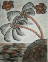 My Paradise - Conte Drawings - By Elizabeth Fisbhack, Surrealism Drawing Artist