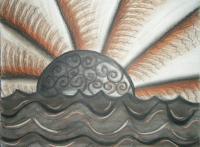 Sea Breeze - Conte Drawings - By Elizabeth Fisbhack, Surrealism Drawing Artist