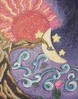 Night And Day - Acrylics Paintings - By Elizabeth Fisbhack, Surrealism Painting Artist