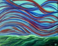 Ribbon Sky - Acrylics Paintings - By Elizabeth Fisbhack, Surrealism Painting Artist