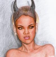 Illuminati Rihanna - Pencils Drawings - By Sophie W, Portrait Drawing Artist