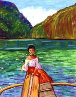 A Lake In Coron Island - Oil Pastels Paintings - By Homer Fernandez, Impressionism Painting Artist