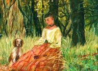 In The Woods - Oil Pastels Paintings - By Homer Fernandez, Impressionism Painting Artist