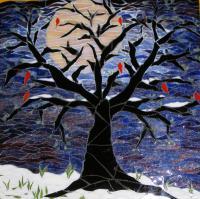 Wall Hangings - Full Moon Says Goodbye To Winter Spring Waits - Mosaic