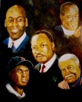 5 Men In Black History - Oils Paintings - By David Watson, Semi-Realism Painting Artist